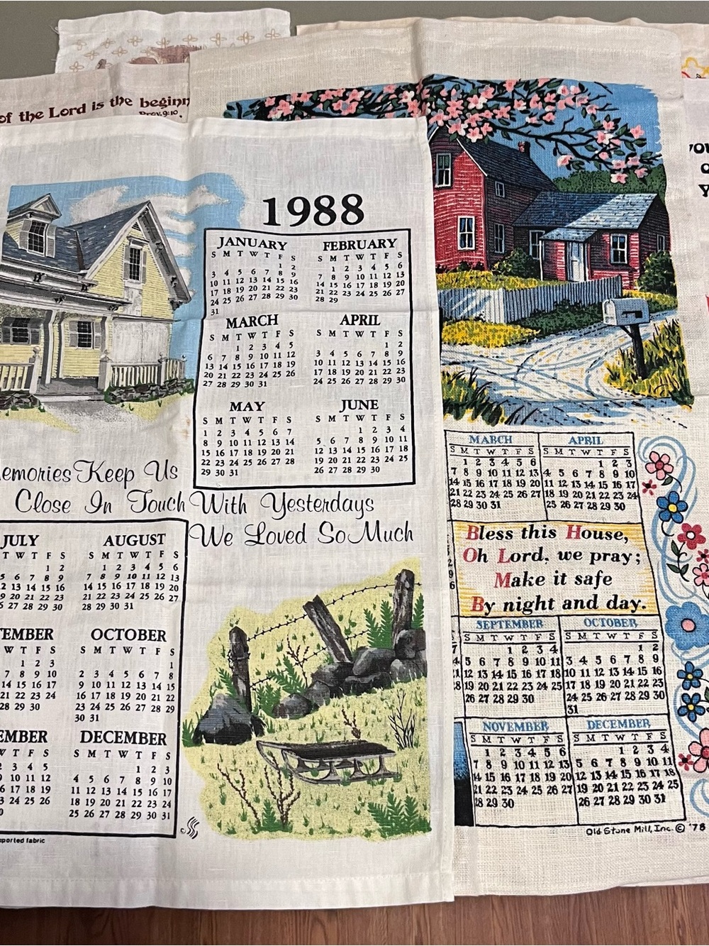 7 Vintage Calendar Tea Towels